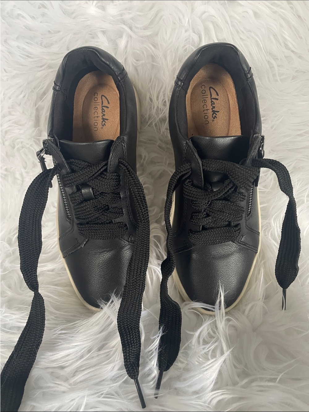 Clarks Black Low-Top Lace-Up Sneakers with Off-White Sole